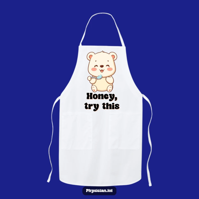 Funny Bear Medicine Apron: Beaming Bear's Graceful Spoonful Kitchen Funny Gift