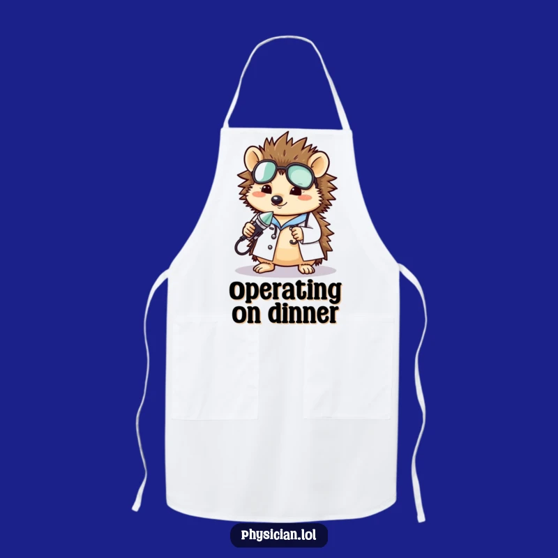 Funny Hedgehog Doctor Apron: Charming & Humorous Kitchen Gift