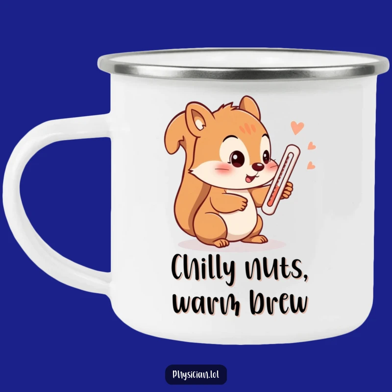 Adventure-Ready Funny Squirrel Thermometer Camping Mug!