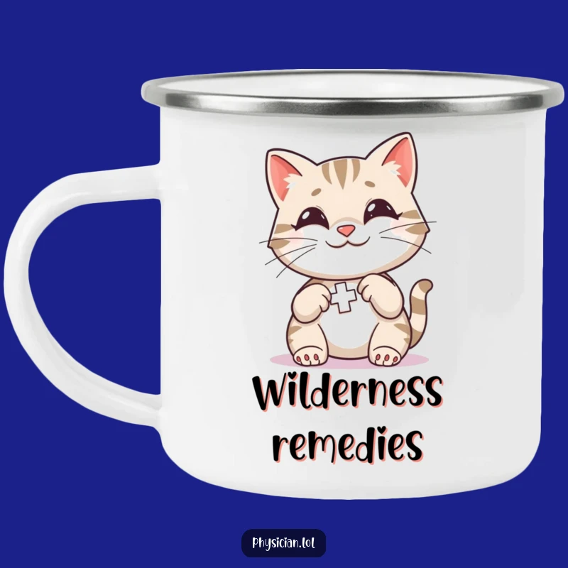 Funny Cat First Aid Camping Mug: Smiling Kitty Outdoor