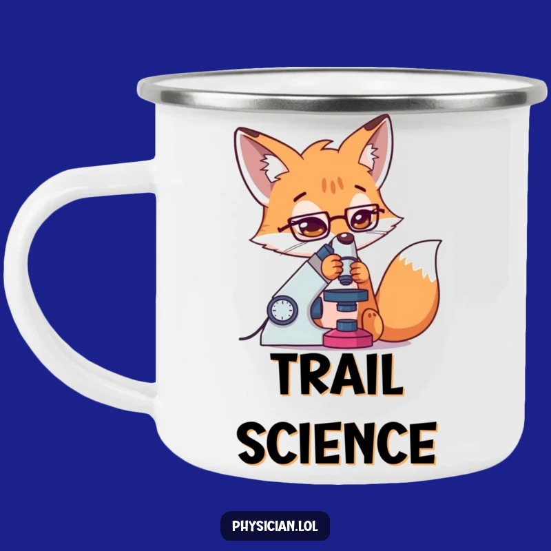 Funny Fox Microscope Camping Mug: Determined Scientist, Your Outdoor Funny Gift