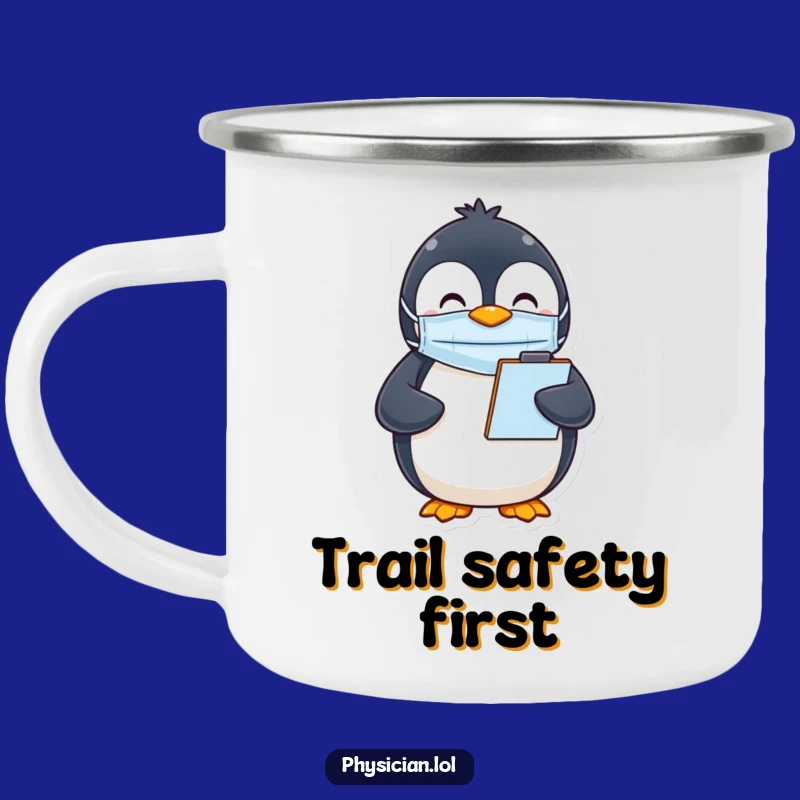 Funny Penguin Mask Camping Mug: Happy Admin Penguin Outdoor