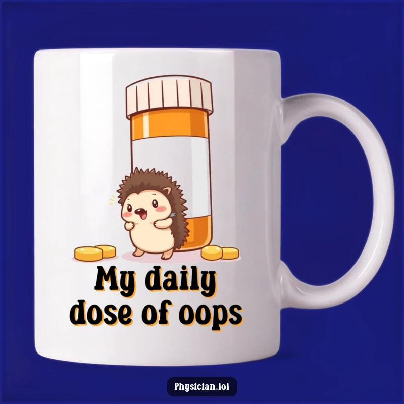 Funny Hedgehog Medicine Mug: Comedic Relief Gift for Anyone Facing Big Pills