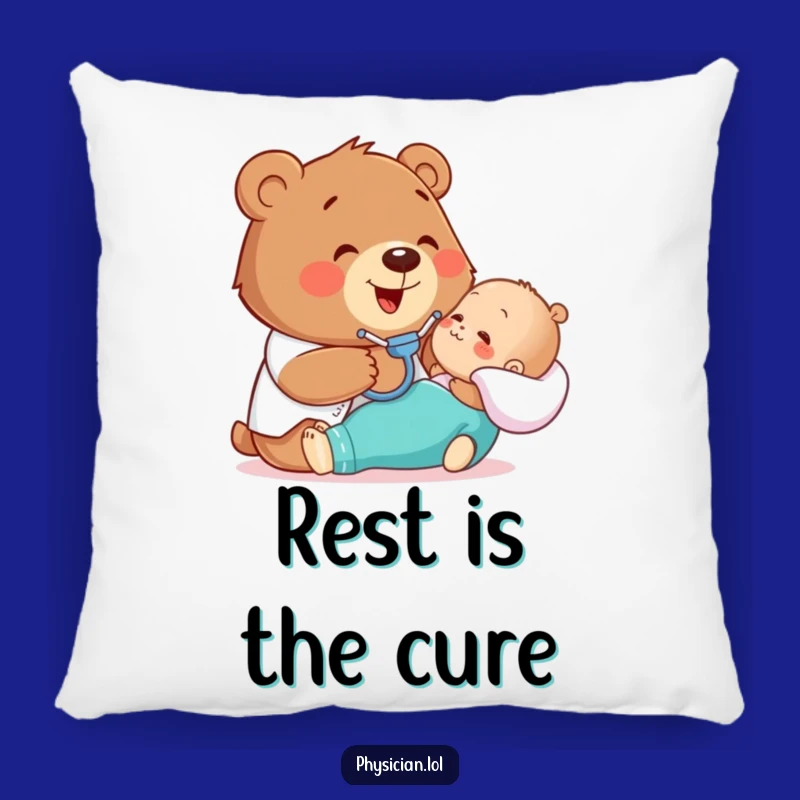 Funny Bear Pillow: Comfort & Care from Your Furry Physician!