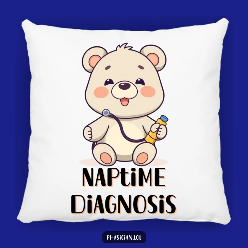 Funny Bear Doctor Pillow: Soft stethoscope listening toy cushion, offering comfort and a funny gift for relaxation.