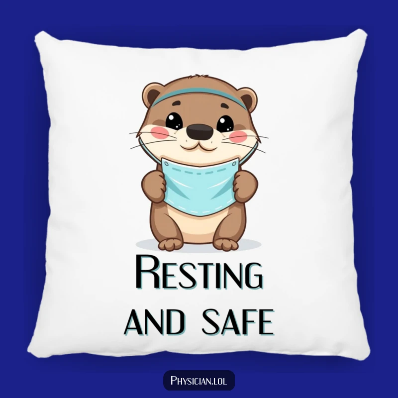 Funny Otter Doctor Pillow: Soft medical mask cushion, cute and comfy, a cozy and funny gift.