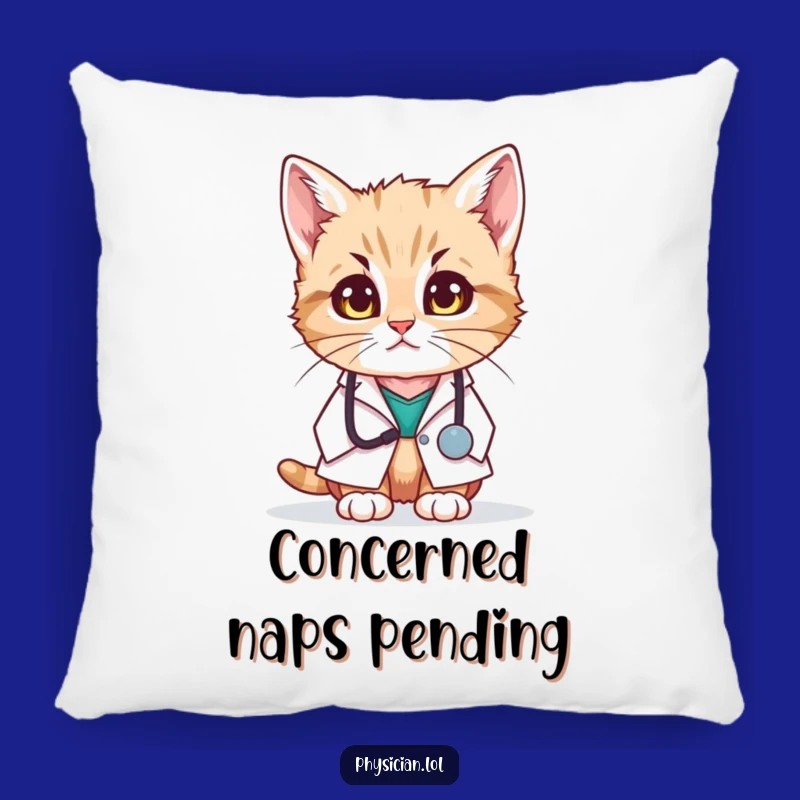 Soft Funny Kitten Doctor Pillow: Cuddle with Concerned Cuteness