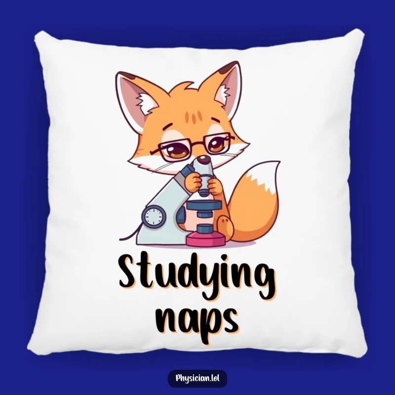 Funny Fox Science Pillow: Determined Scientist, a Cozy Funny Gift