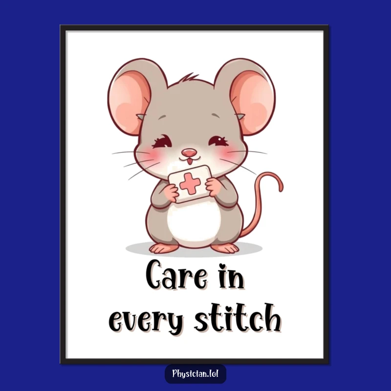 Funny Shy Mouse Care Digital Art: Instant Heartwarming Decor