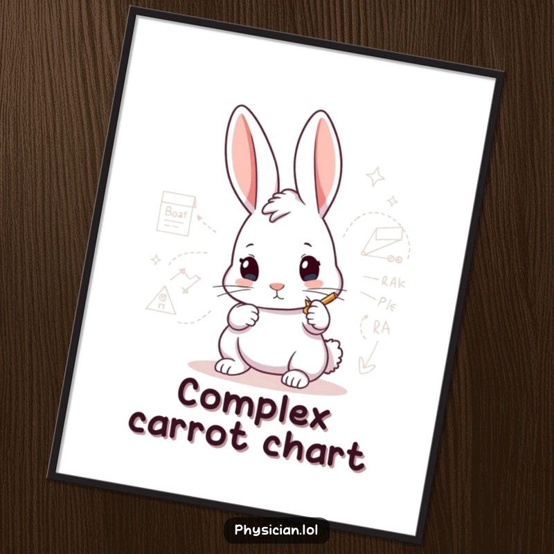 Funny Rabbit Architect Digital Art Print of a determined rabbit drawing a complex diagram, ready to be printed and framed.