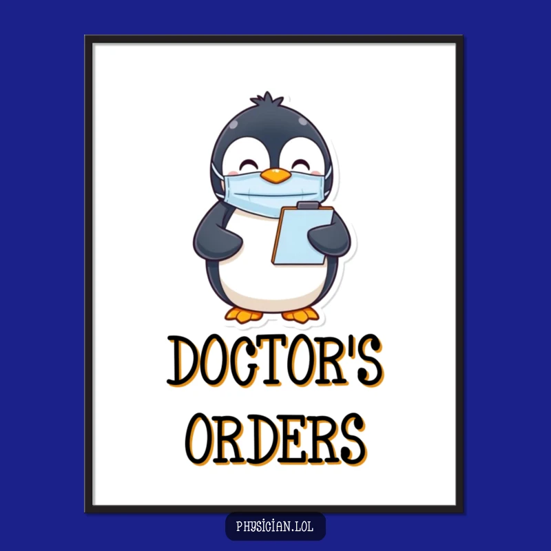 Funny Penguin Mask Digital Print: Happy Admin Penguin Art