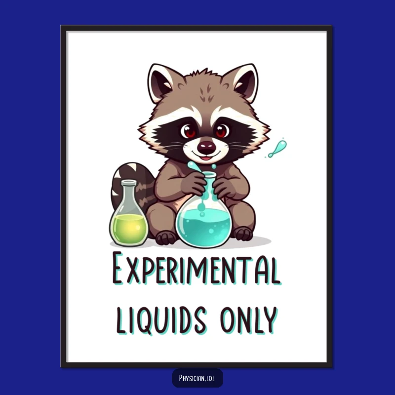 Funny Raccoon Chemist Digital Print: Hilarious Lab Art for Instant Amusing Decor