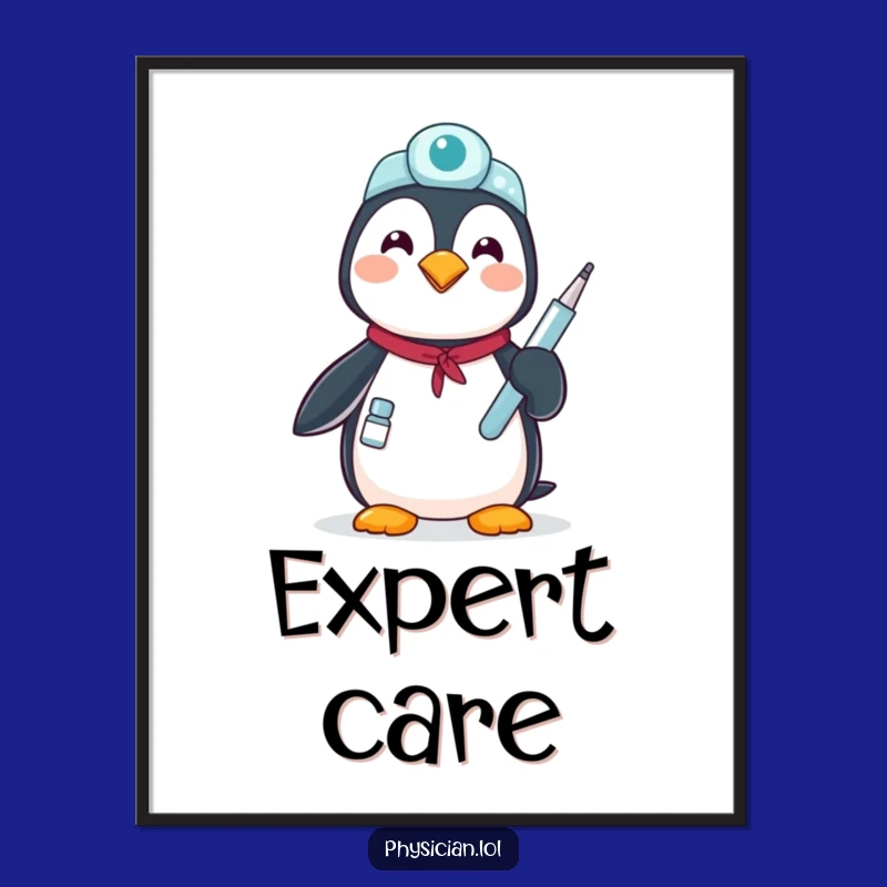 Funny Penguin Doctor Art Print: Decorate with Compassion