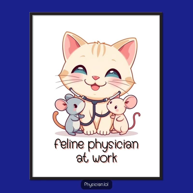 Funny Cat Doctor Digital Art: Instant Compassion for Your Walls, An Adorable Funny Gift!
