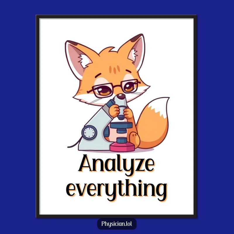 Funny Fox Scientist Digital Art: Determined Explorer, Instant Funny Gift