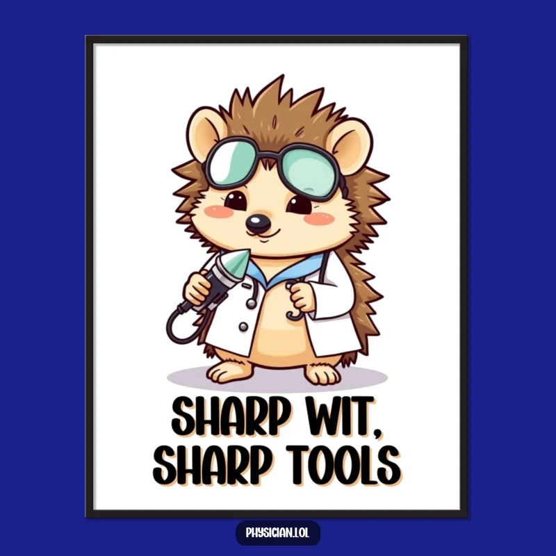 Funny Hedgehog Doctor Digital Art: Charming & Humorous Wall Art Gift