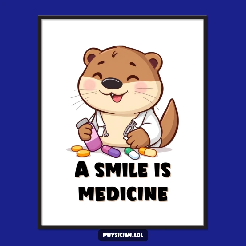 Funny Otter Doctor Digital Art - Instant Download for Cheerful Prescription Decor