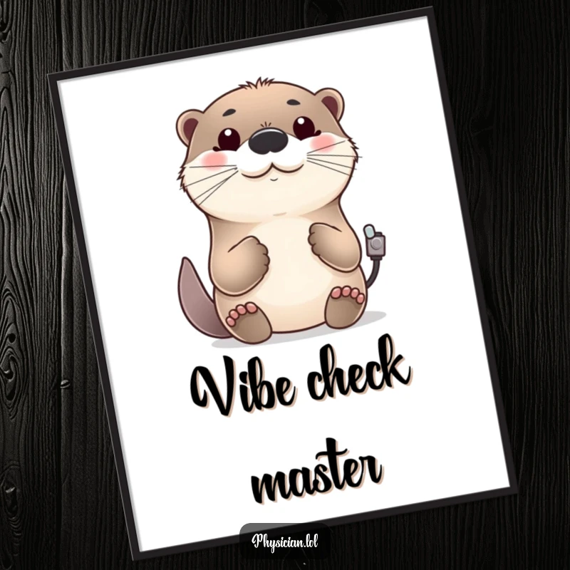 Funny cheerful otter digital art print, digital download, checking a pulse, friendly nod, happy decor.