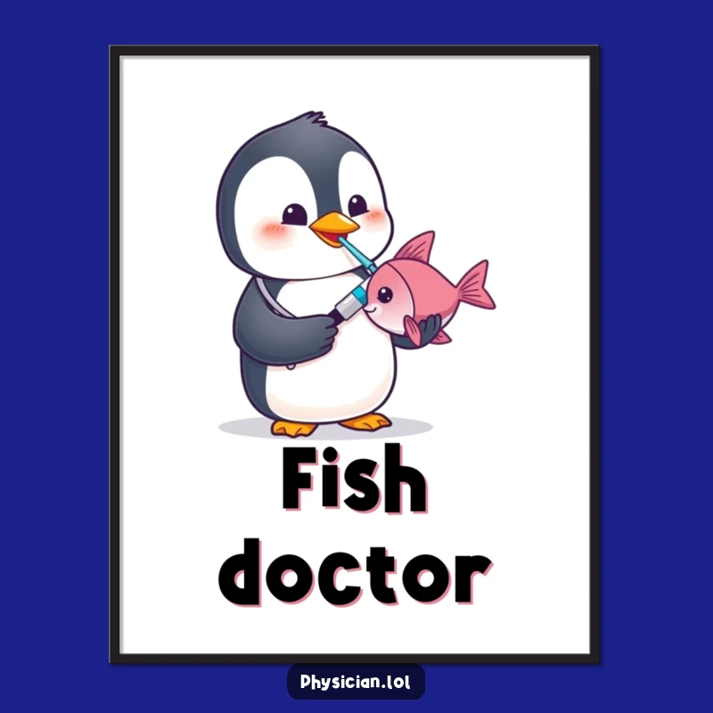 Funny Penguin Doctor Digital Art Print: Instantly Add Medical Whimsy to Your Walls