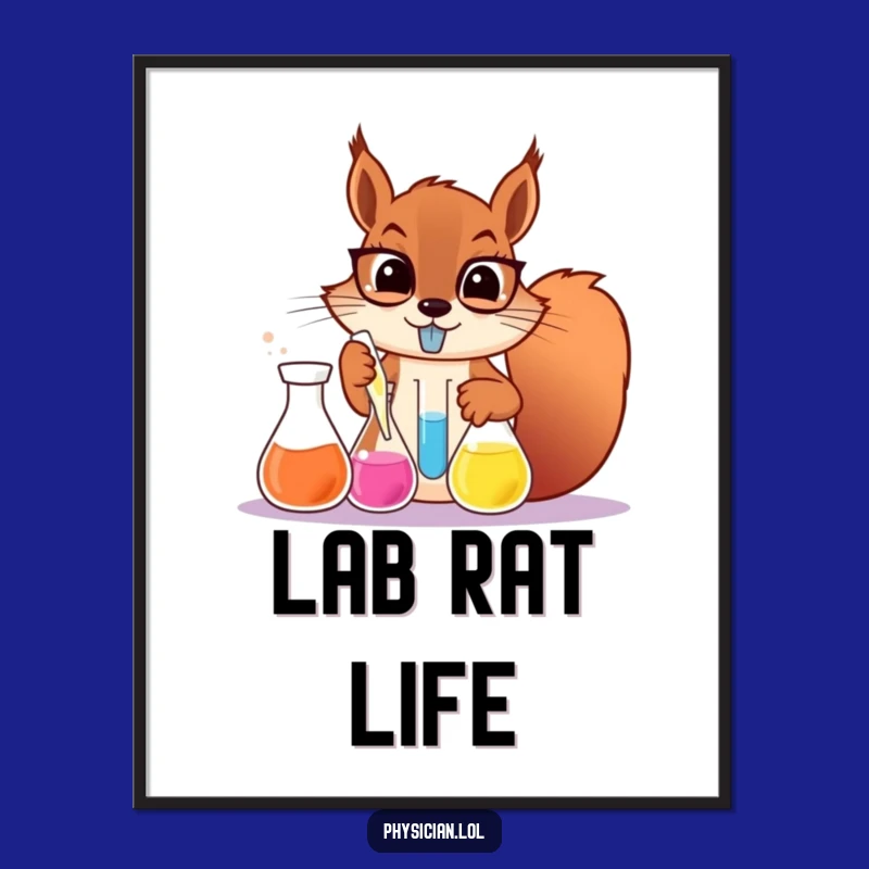 Funny Squirrel Scientist Digital Art: Hilarious Lab Printable for Instant Nerdy Decor
