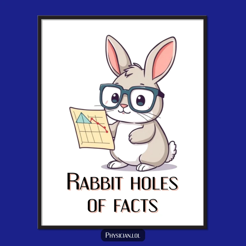 Funny Rabbit Chart Art Print: Curious Scholar Study - Instant Decor Gift