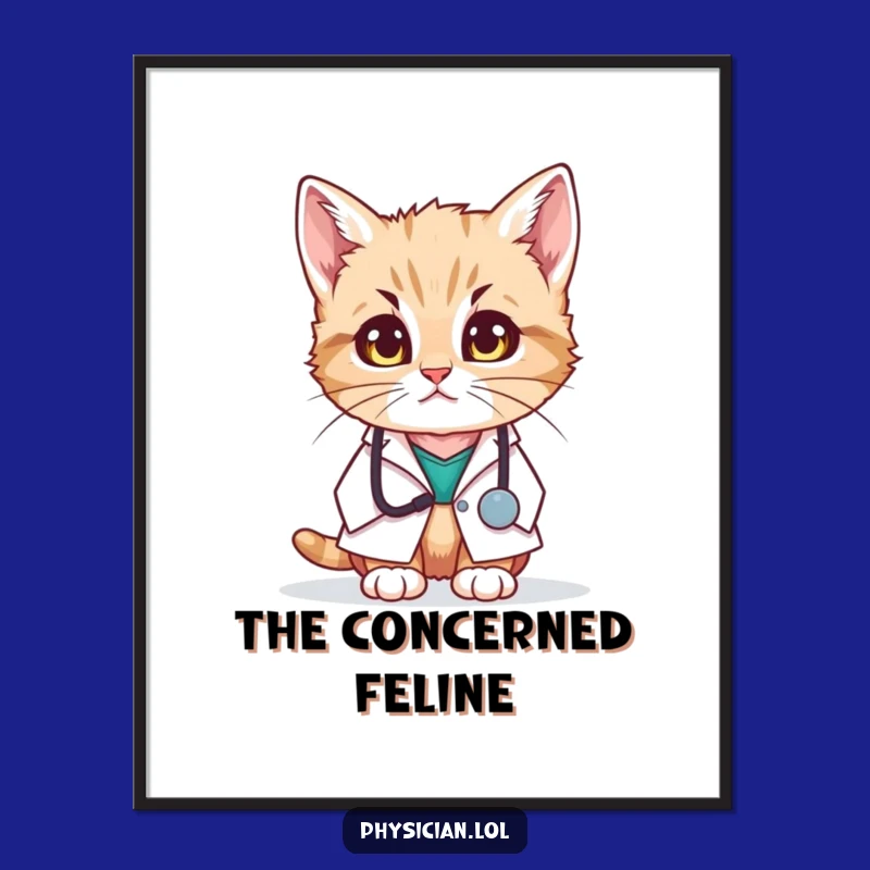 Funny Kitten Doctor Digital Art: Instant Concern for Your Walls