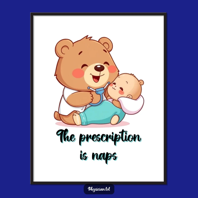 Funny Bear Doctor Digital Art: Printable Wall Art for Clinics & Homes!