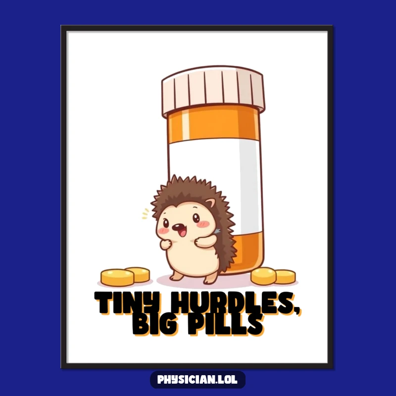 Funny Hedgehog Pill Digital Print: Comical Wall Art for Instant Whimsy