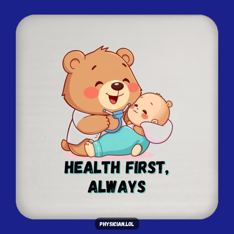 Funny Bear Doctor Coaster: Protect Your Table with Gentle Humor!