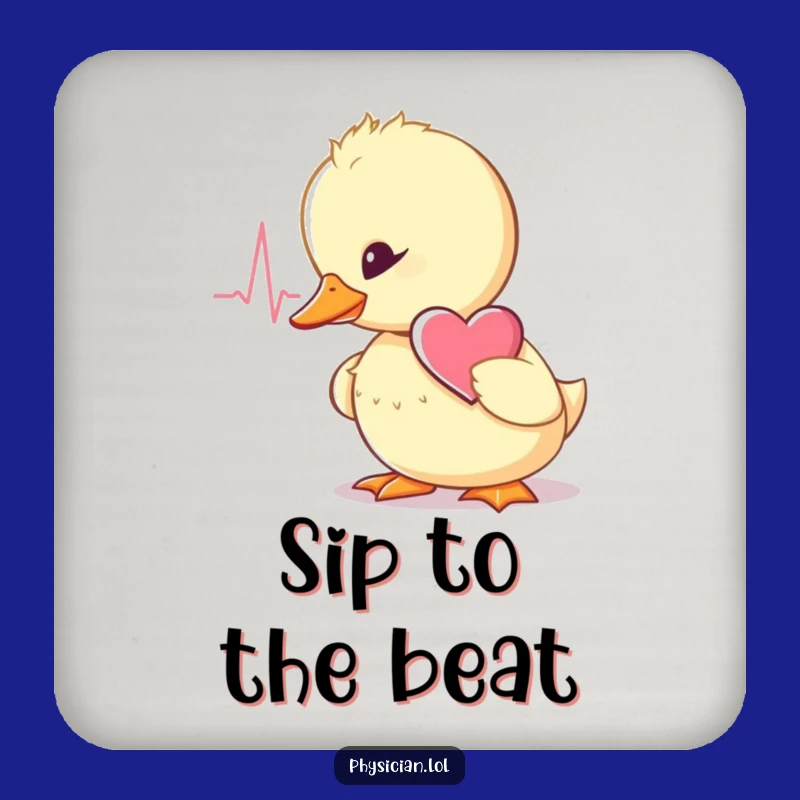Funny Duckling Doctor Coaster Set - Protect Surfaces with Cute Heartbeat Humor
