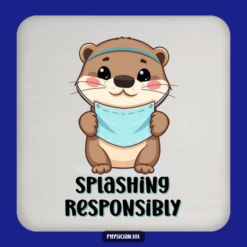Funny Otter Doctor Coaster Set: Playful mask, protective and cute, a fun and funny gift.