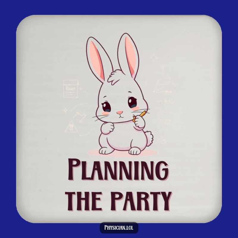 Funny Rabbit Architect Coaster Set: Drawing diagram, protective and funny gift for surfaces.