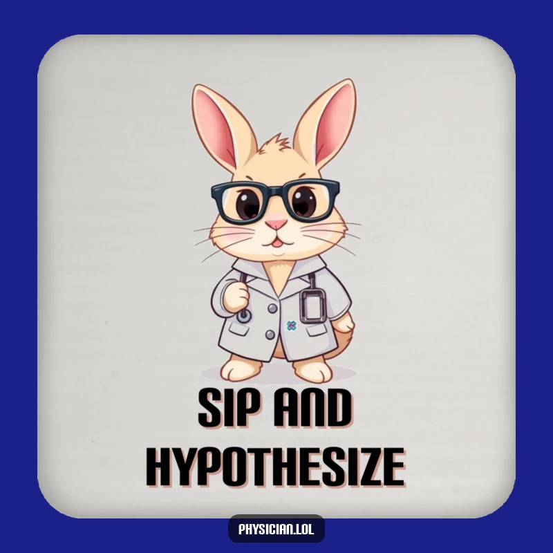 Funny Rabbit Scientist Coaster: Protect Your Surface with Smarts!