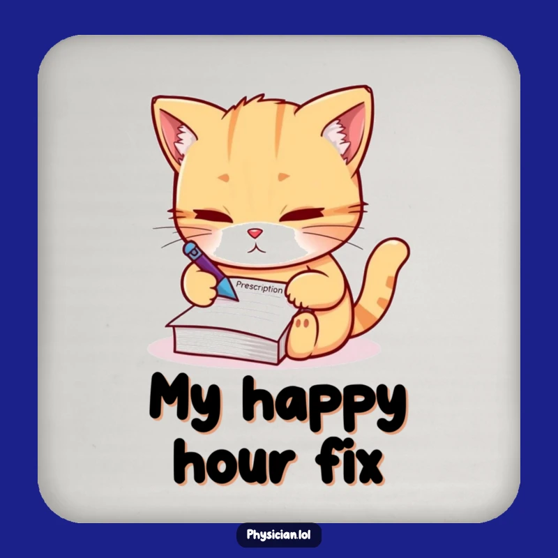 Funny Determined Cat Prescription Coaster - Protect Surfaces with Authority!