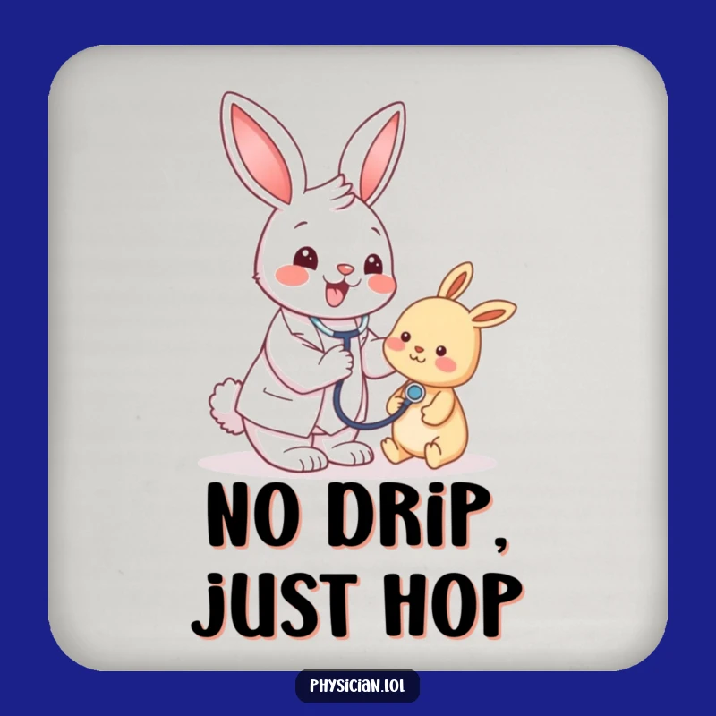 Funny Bunny Doctor Coaster Set - Protect Surfaces with Cute Vet Humor