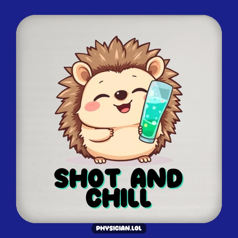 Funny Hedgehog Nurse Coaster: Cheerful Shot Giver, Tabletop Medical Gift