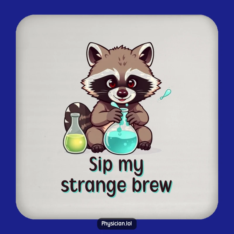 Funny Raccoon Science Coaster: Hilarious Drink Protector for Lab Enthusiasts