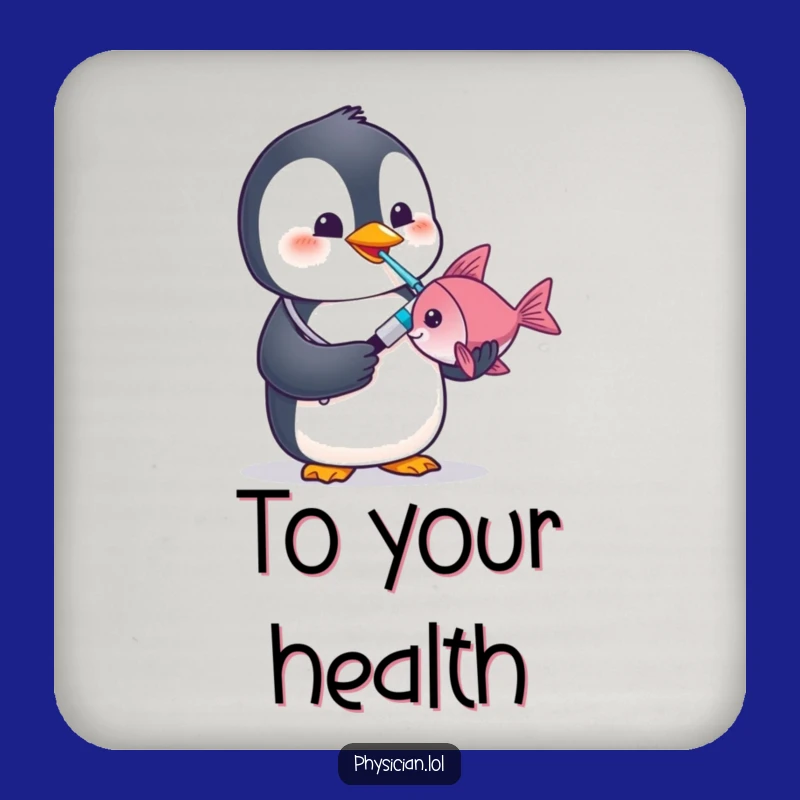 Funny Penguin Doctor Drink Coaster: Protect Surfaces with Medical Humor