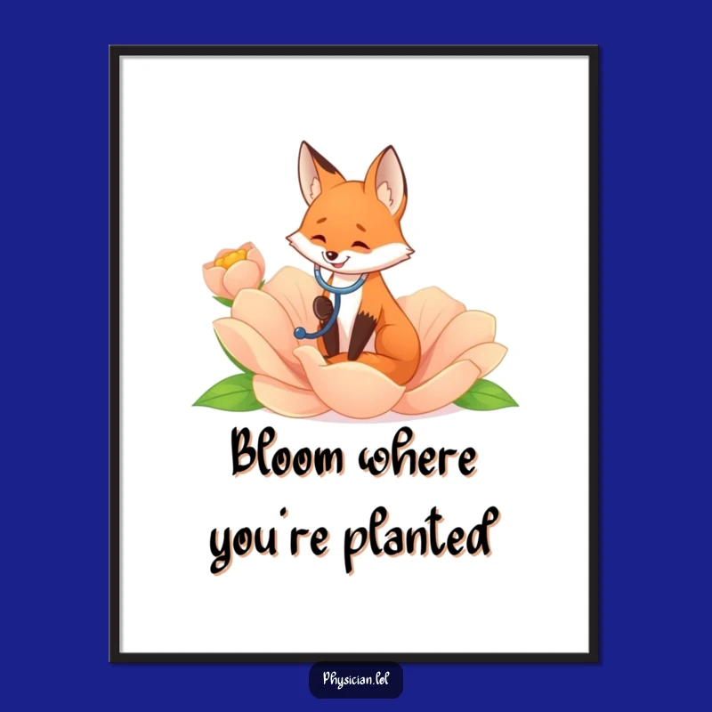 Funny Fox Flower Listener Poster: Bring Nature's Wonder and Humor Indoors