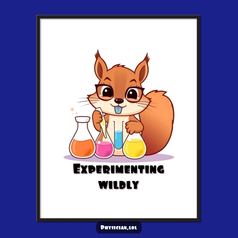Funny Determined Squirrel Scientist Poster: Hilarious Lab Art for Your Walls