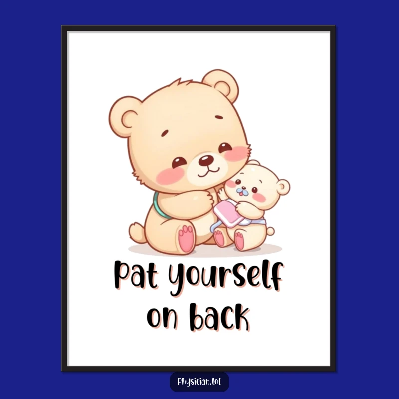 Funny Bear Cub Healing Touch Poster: Gentle and Funny Wall Art