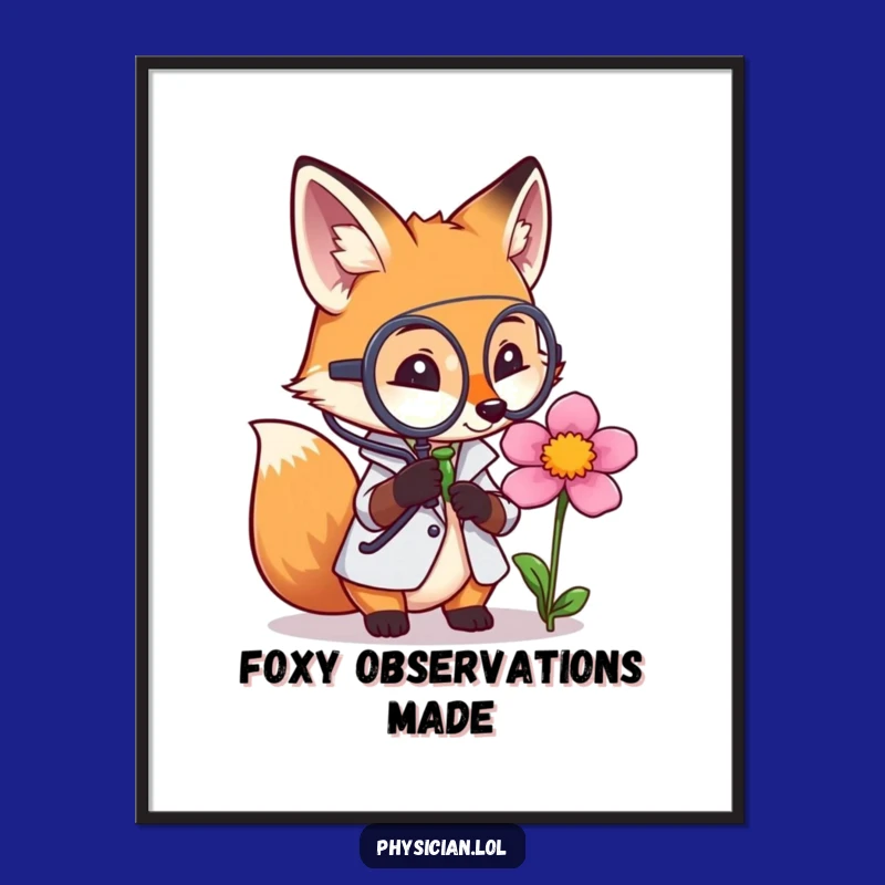 Funny Fox Doctor Poster: Thoughtful Nature Art for Your Walls