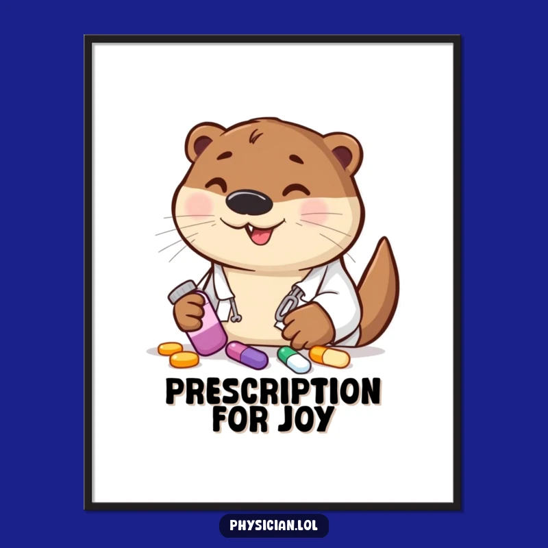 Funny Otter Doctor Poster - Whimsical Wall Art for a Cheerful Prescription