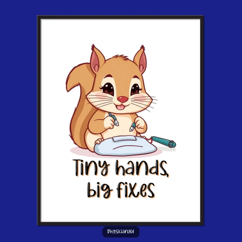 Funny Squirrel Surgeon Poster - Humorous Wall Art for a Focused Atmosphere