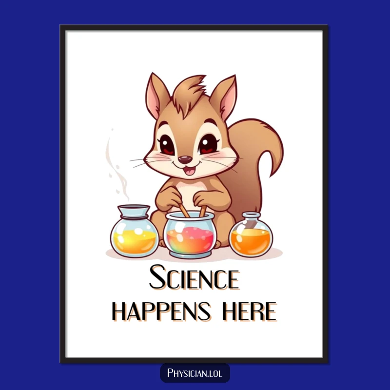 Funny Squirrels Potion Art Poster: Brave Squirrels Whimsical Funny Decor