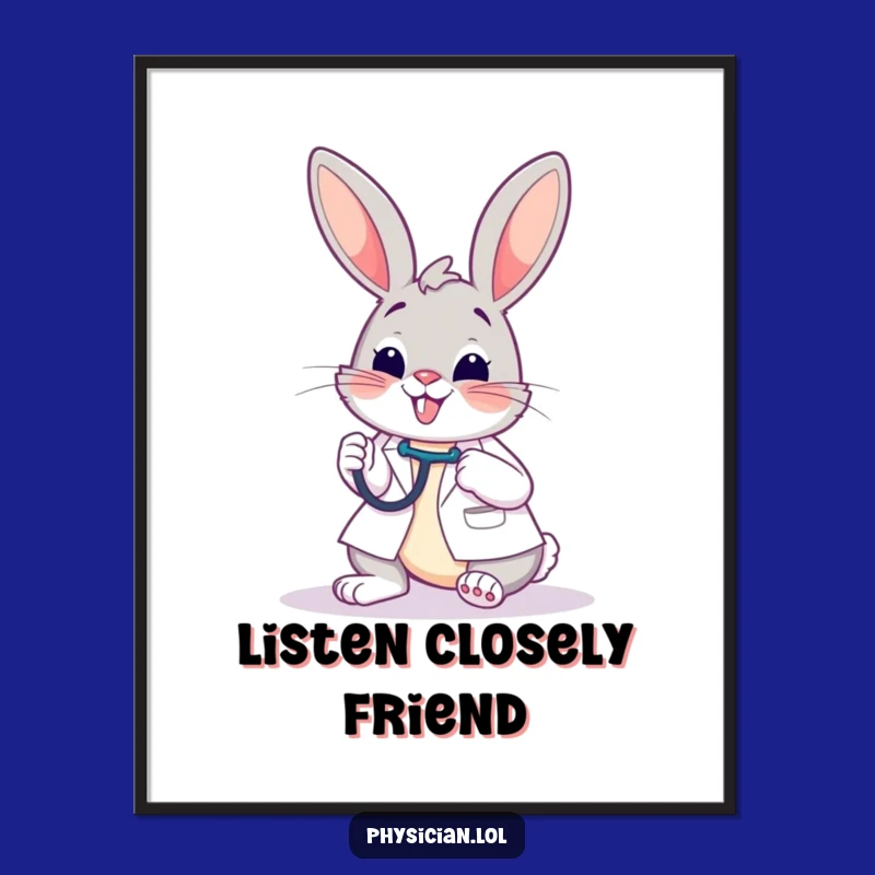 Funny Bunny Doctor Poster: Cheerful Healthcare Art for Your Walls