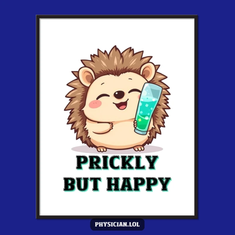 Funny Hedgehog Nurse Poster: Cheerful Shot Giver, Cute Medical Art Gift