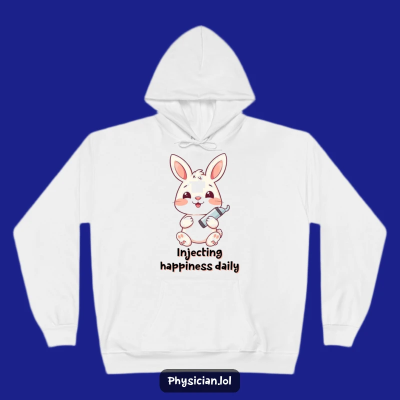 Cozy Funny Bunny Injection Hero Hoodie: Warmth and Humorous Thanks