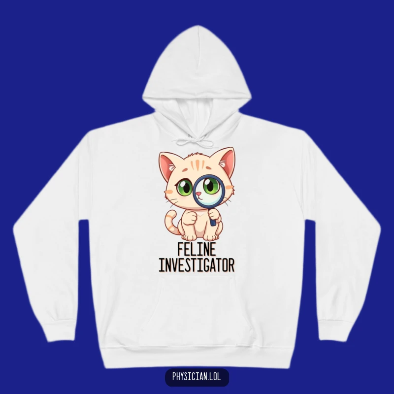 Funny Detective Cat Hoodie: Cozy magnifying glass, wide eyes, the ultimate warm and funny gift for thinkers.