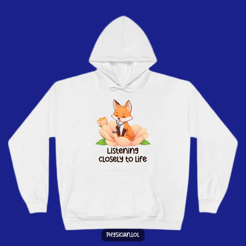 Funny Fox Flower Listener Hoodie: Cozy Up with Nature's Whispers, Perfect Gift